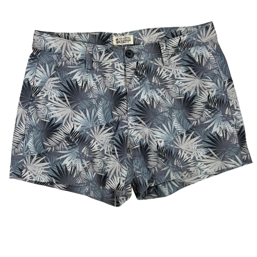 Uniqlo Iolani Hawaiian Classics Palm Print Shorts Grey Blue Cotton Womens 6